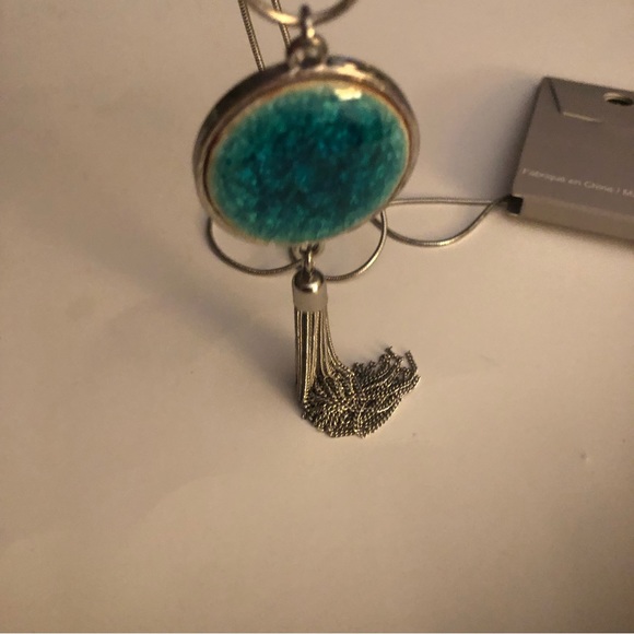 3/$20 Laura Silver and Turquoise Long Necklace NWT - Picture 6 of 13